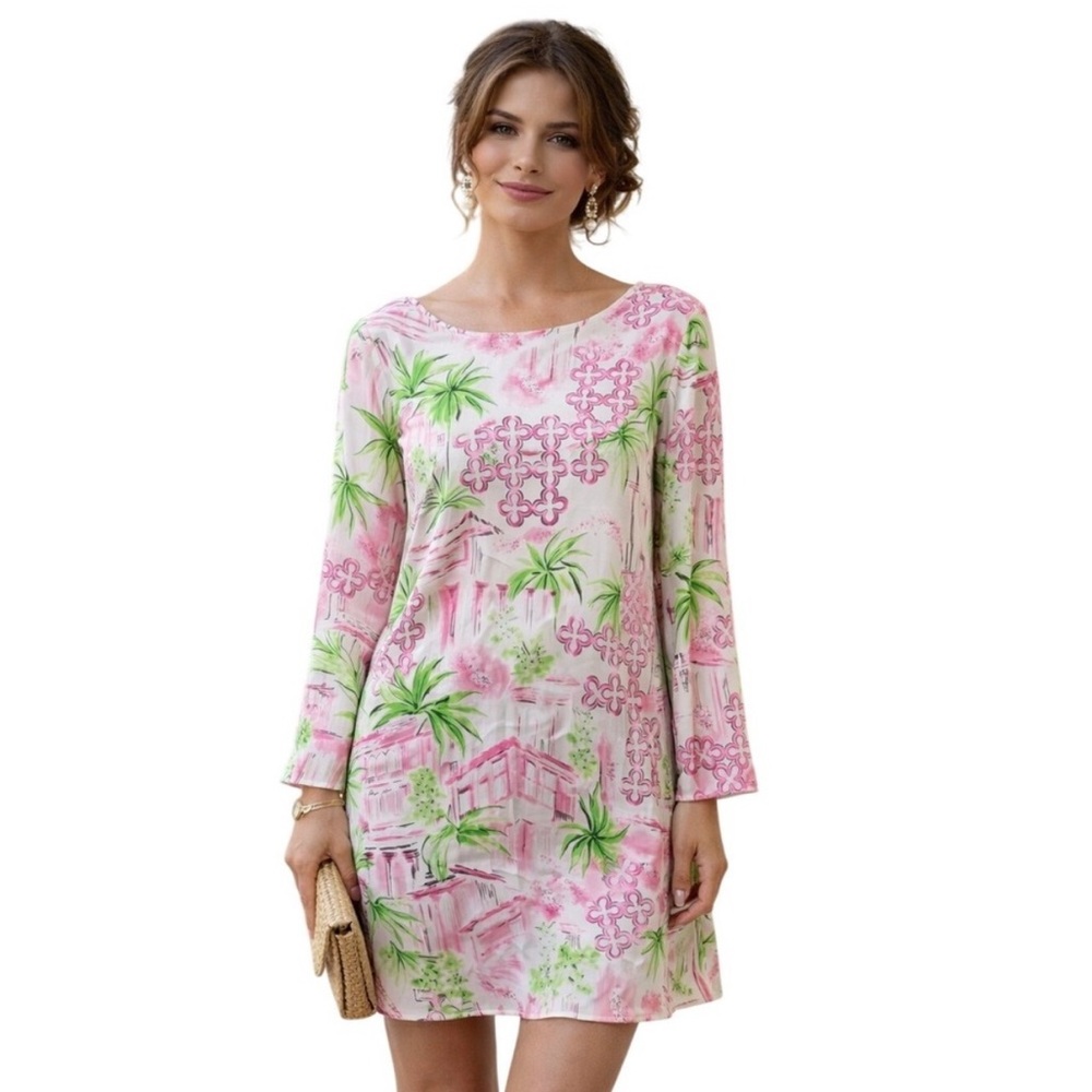 Lilly Pulitzer Satin Silk long sleeve dress